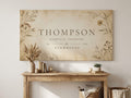 Custom Vintage Botanical Family Name Sign, Personalized Farmhouse Canvas