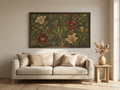 Dark Floral Tapestry Print, Antique Botanical Canvas Decor