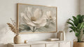 Neutral Abstract Floral Canvas, Textured Effect Cream Flower Wall Art